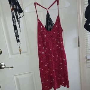 Women's Red Heart Print Nightgown